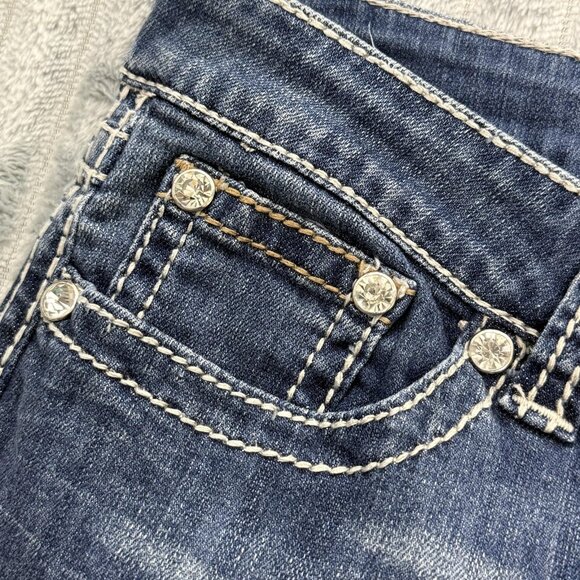 Reba Jeans Womens 8 Blue Bootcut Western Embroidered Rhinestone Stretch 30x30 - Picture 11 of 12